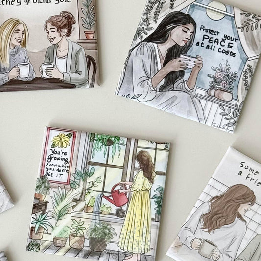 Friendship Magnet Set – 4 Piece Illustrated Magnet Pack