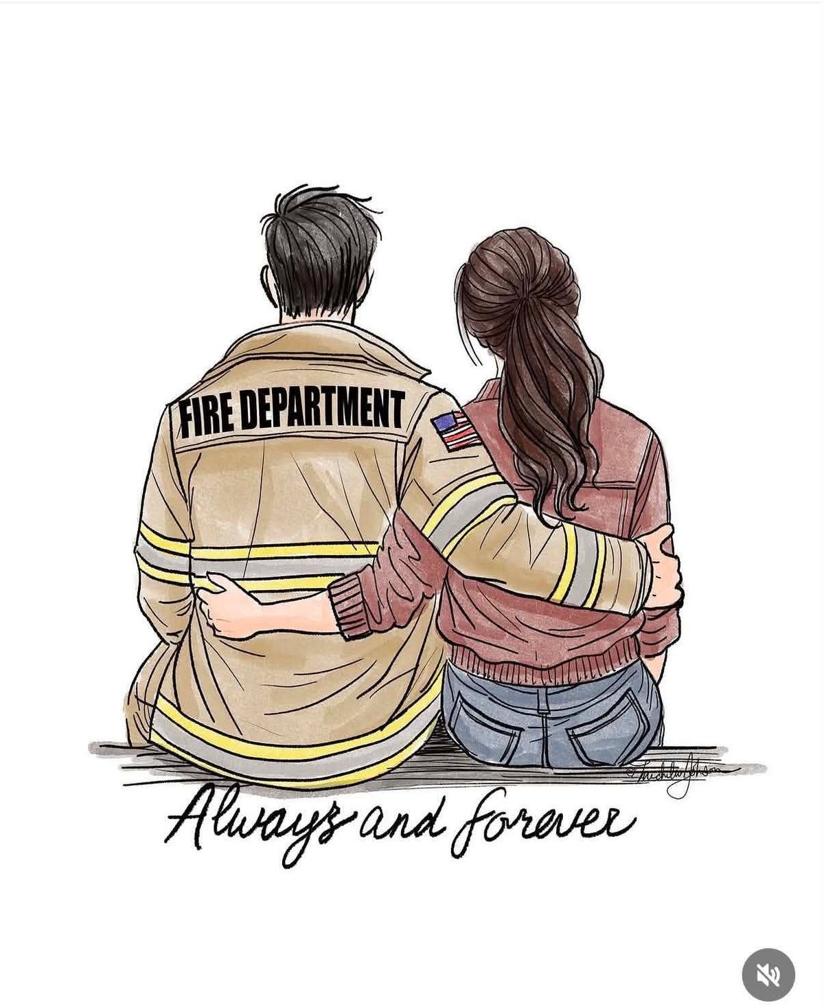 First Responder Couple Semi-Custom Illustration | Police, Fire & EMS Personalized Print